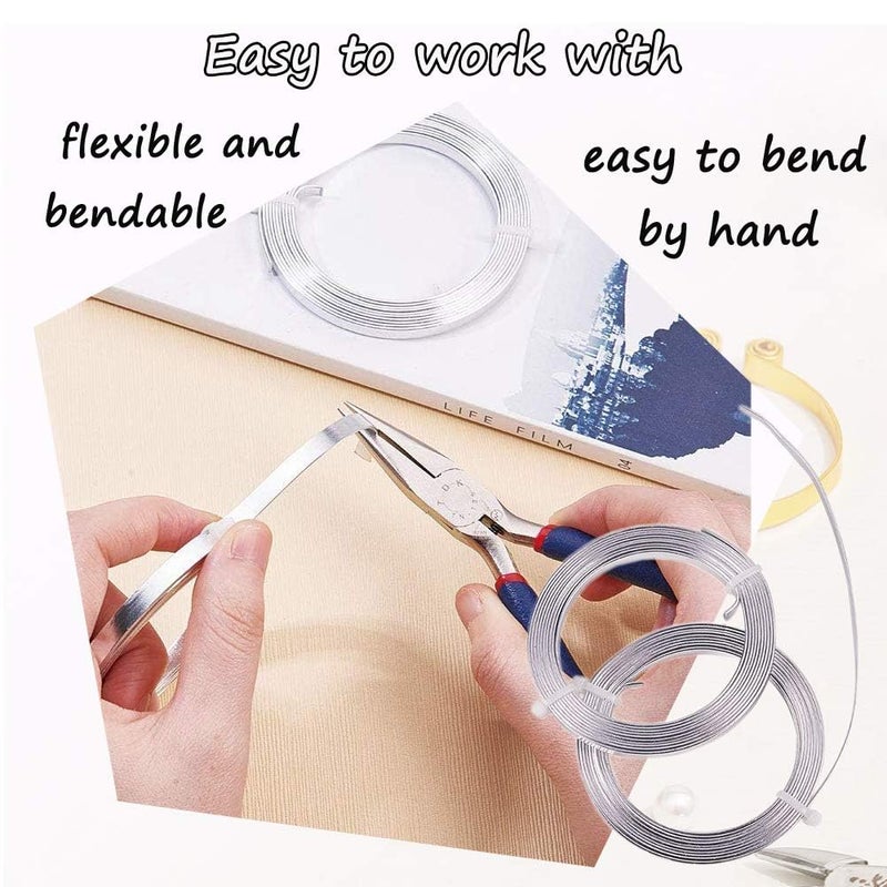 HANSPORTA Flat Aluminum Wire Bendable Flat Wire for Crafts 5mm Metal Strips for DIY Jewelry Making Bezel Sculpting Armature 18Gauge 6.5Feet/Roll 2Rolls (5mm Wide, Silver, 2) - Image 2
